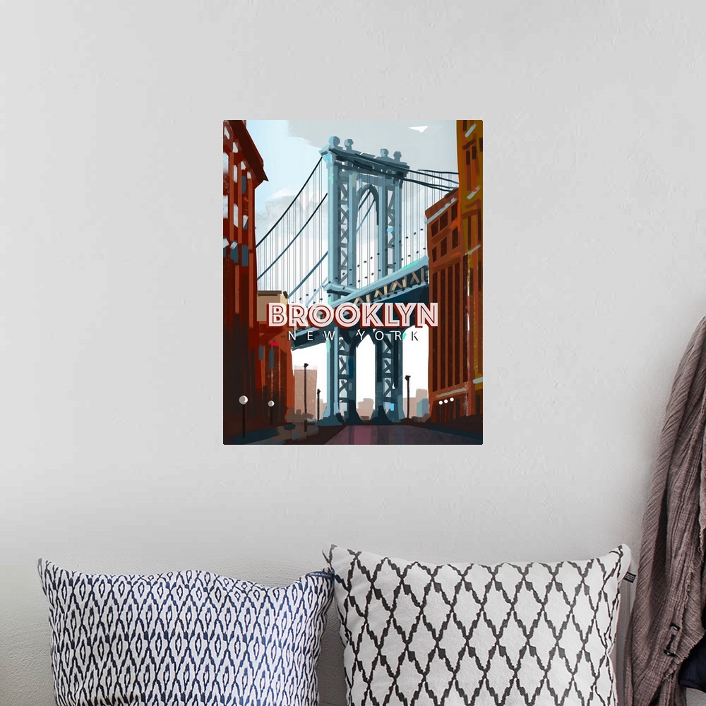 A bohemian room featuring Brooklyn Bridge
