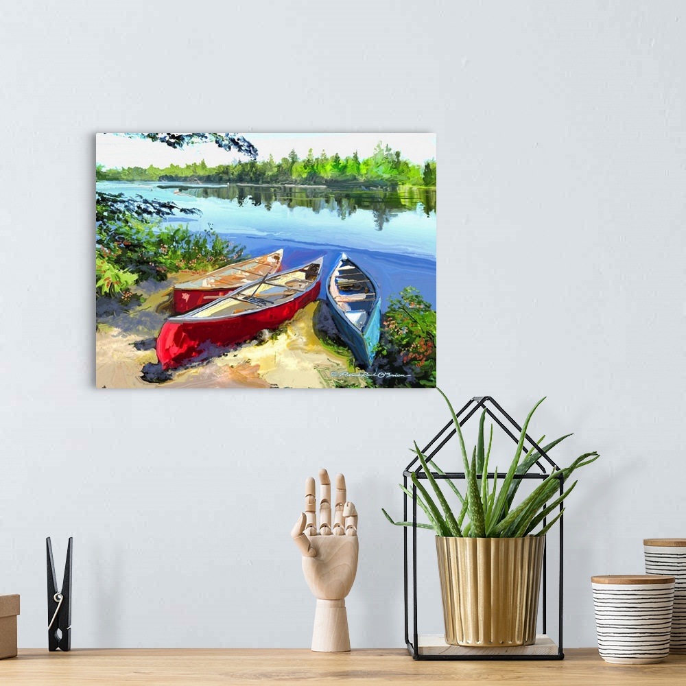 A bohemian room featuring Canoes