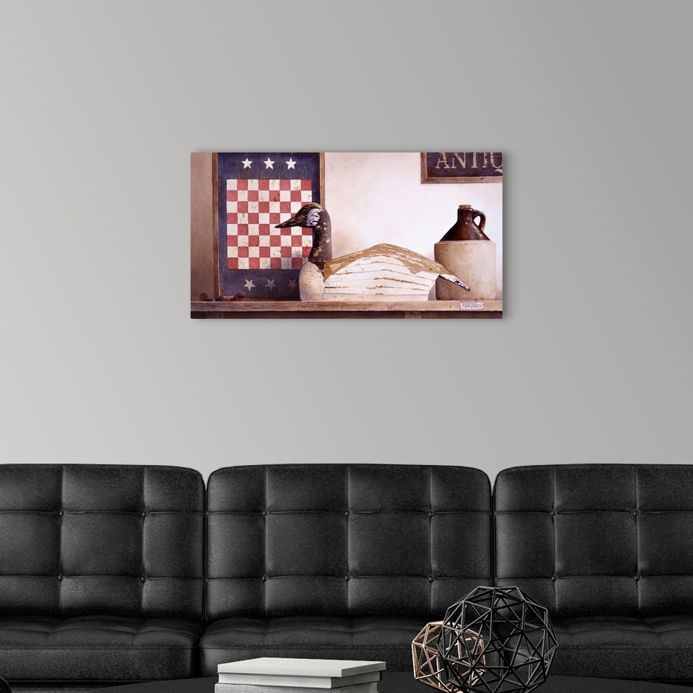 A modern room featuring Checkers And Slats