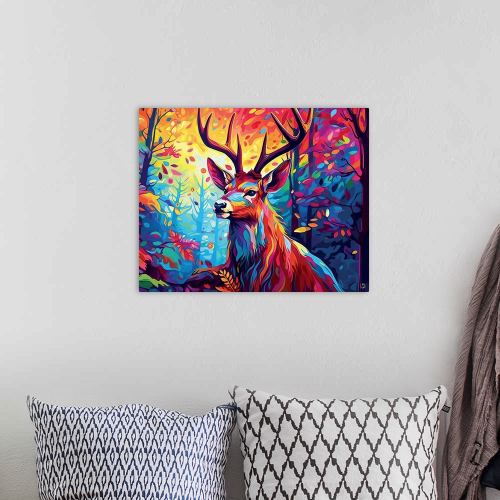 A bohemian room featuring Colorful Buck