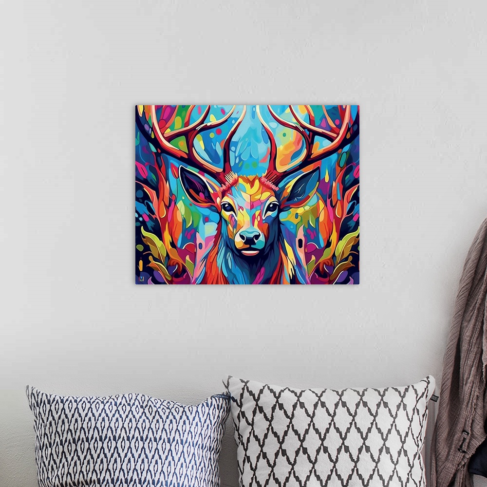 A bohemian room featuring Colorful Stag