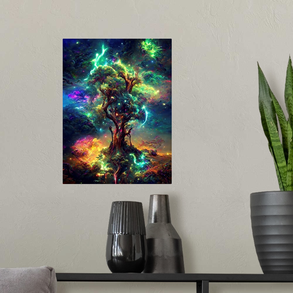 A modern room featuring Cosmic Tree Of Life