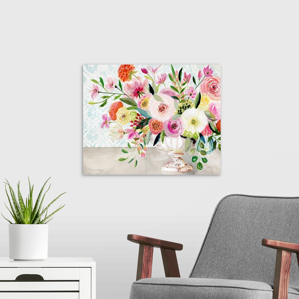 A modern room featuring Dance Of Flowers