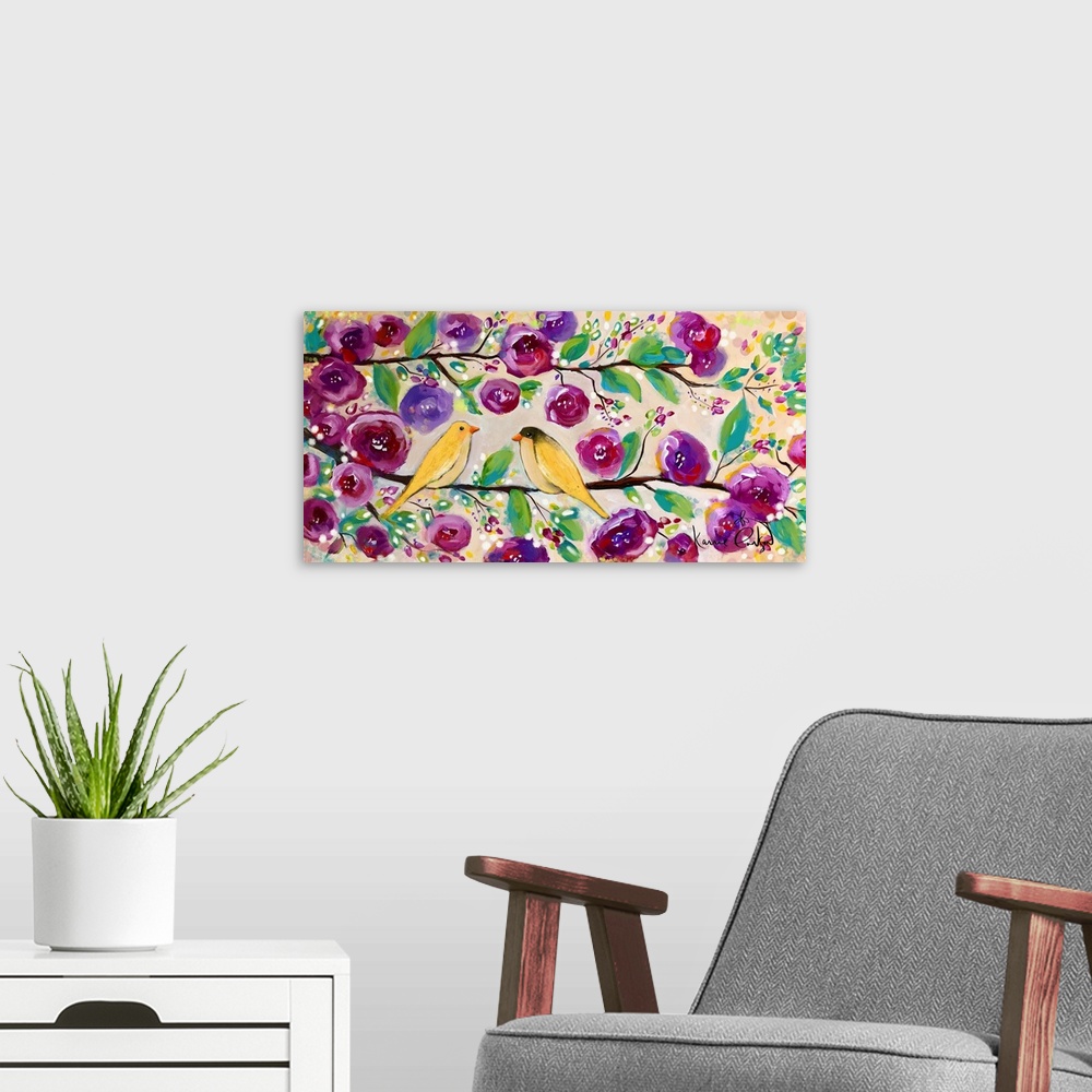 A modern room featuring Finches And Flowers