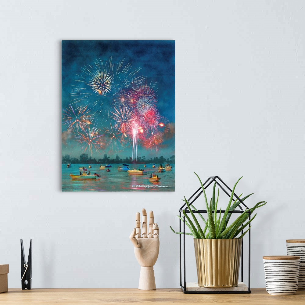 A bohemian room featuring Fireworks