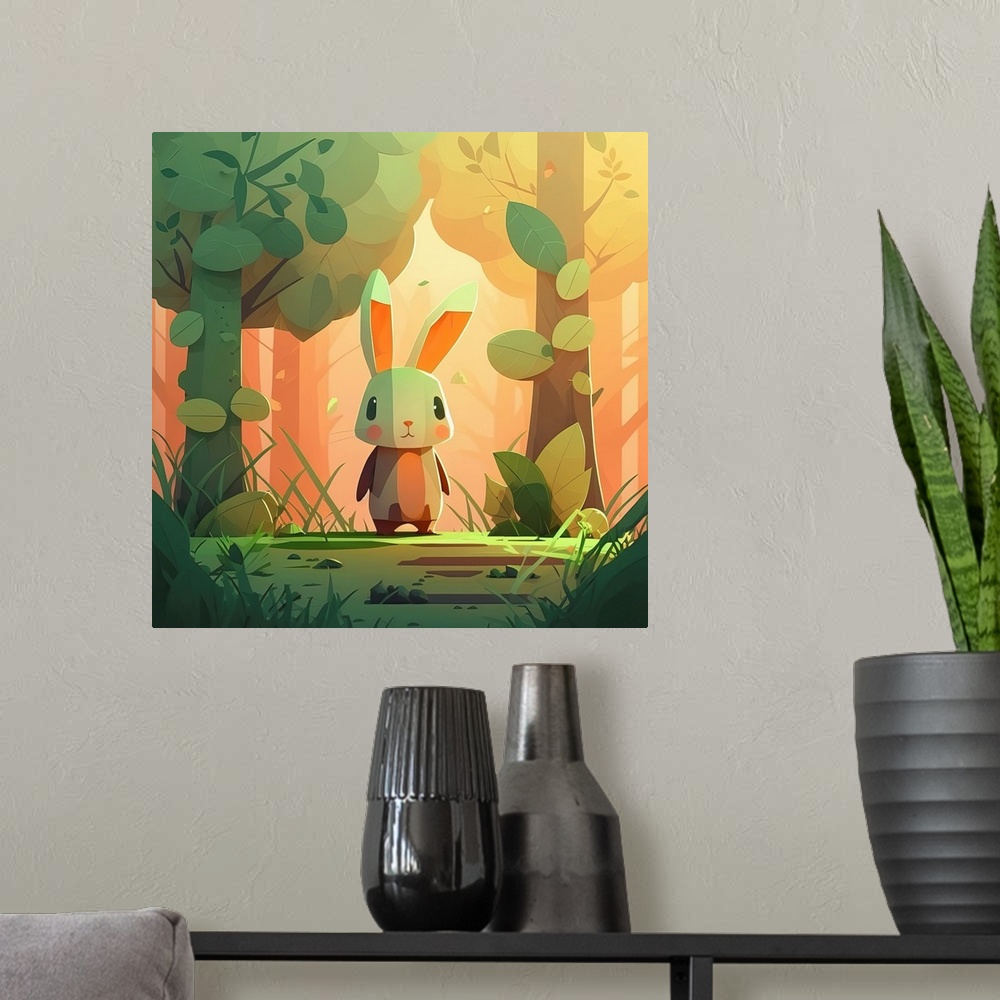A modern room featuring Forest Bunny I