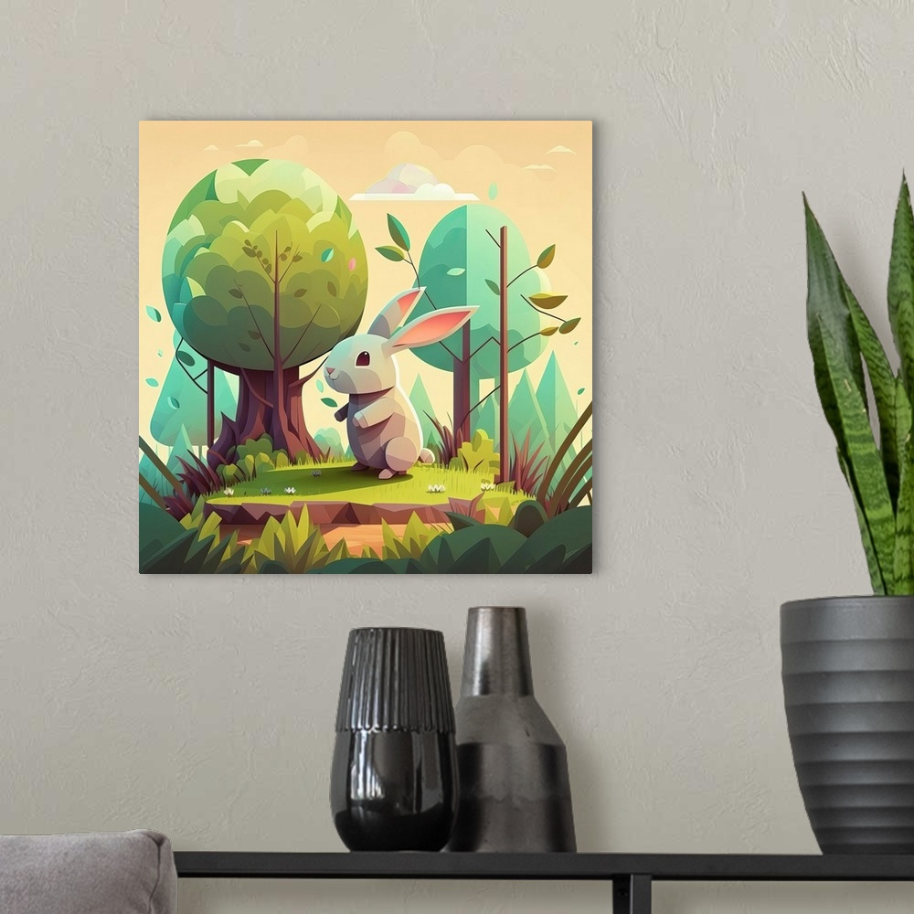 A modern room featuring Forest Bunny III