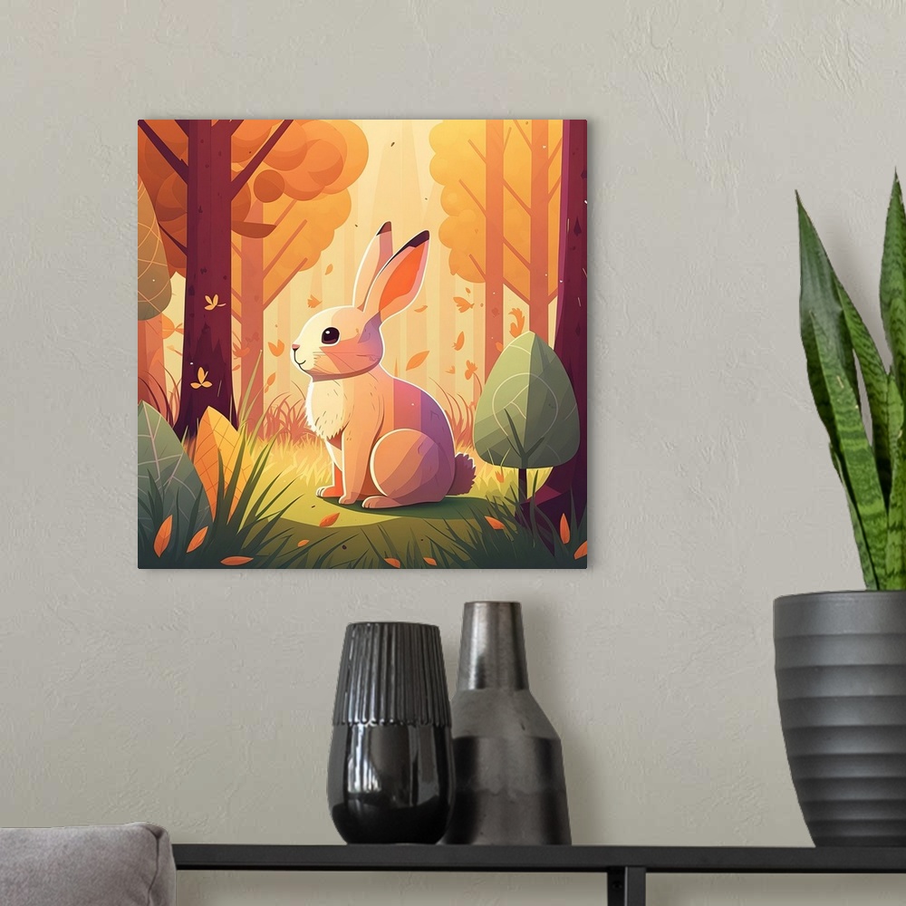 A modern room featuring Forest Bunny IV