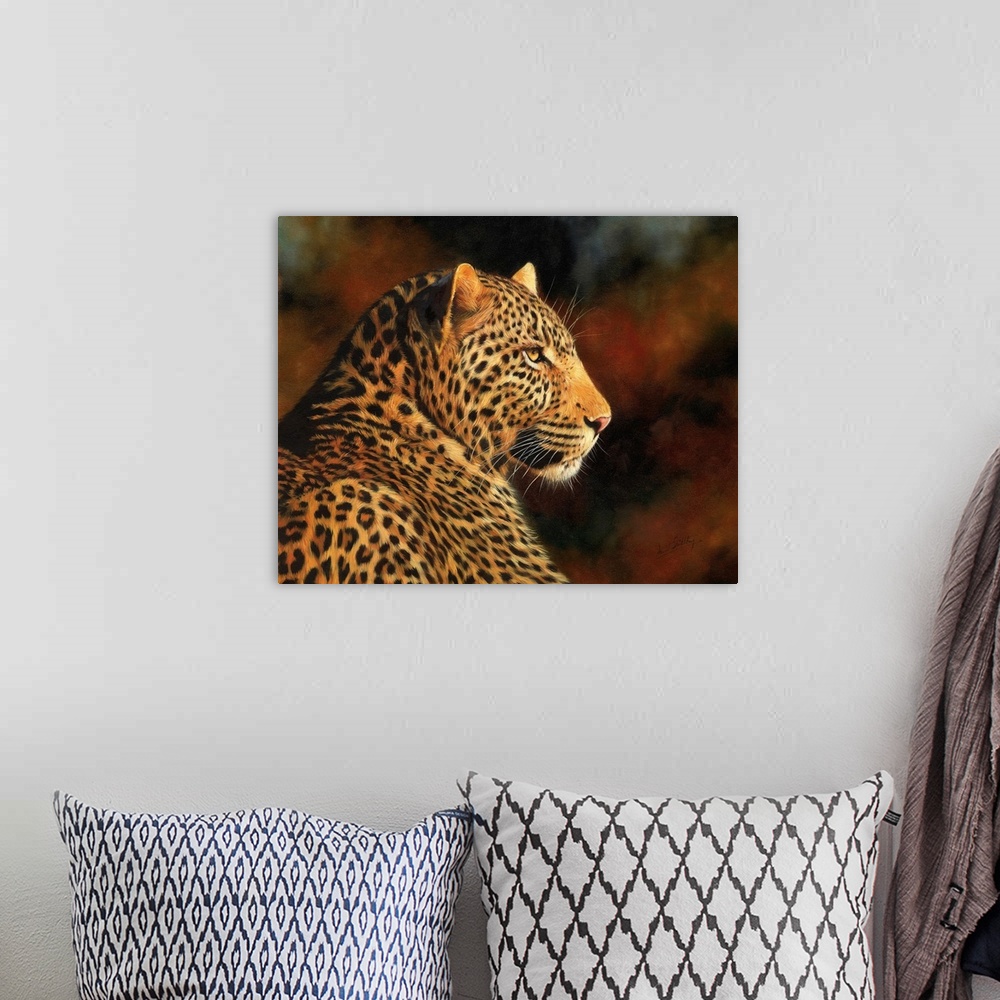A bohemian room featuring Leopard Looking Right