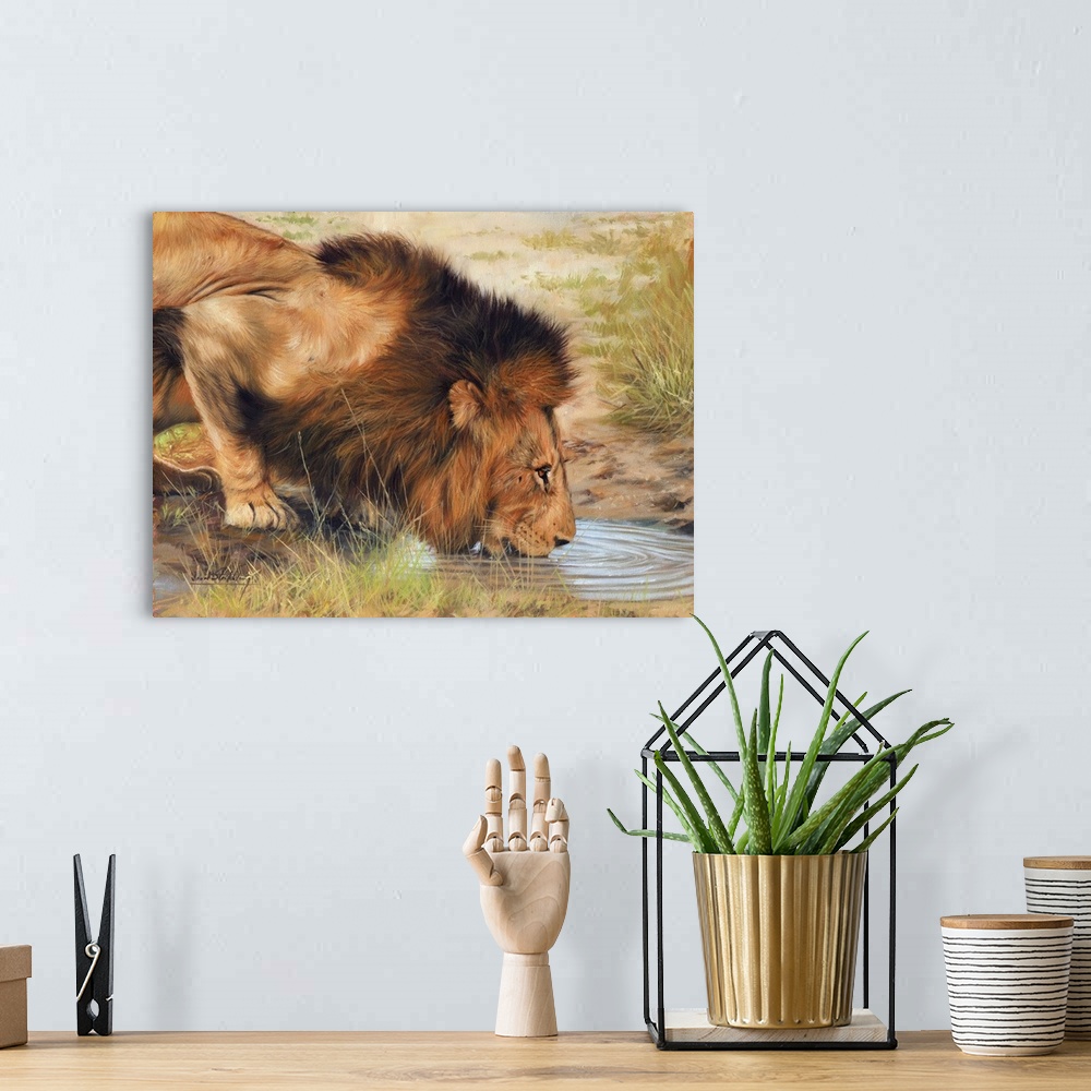 A bohemian room featuring Lion Drinking