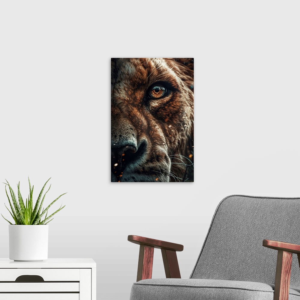 A modern room featuring Lion Eye I