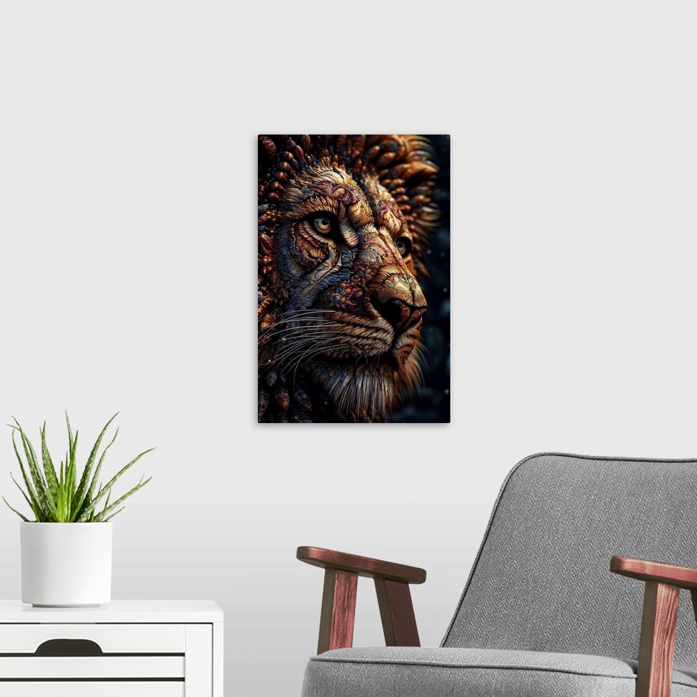 A modern room featuring Lion Wisdom