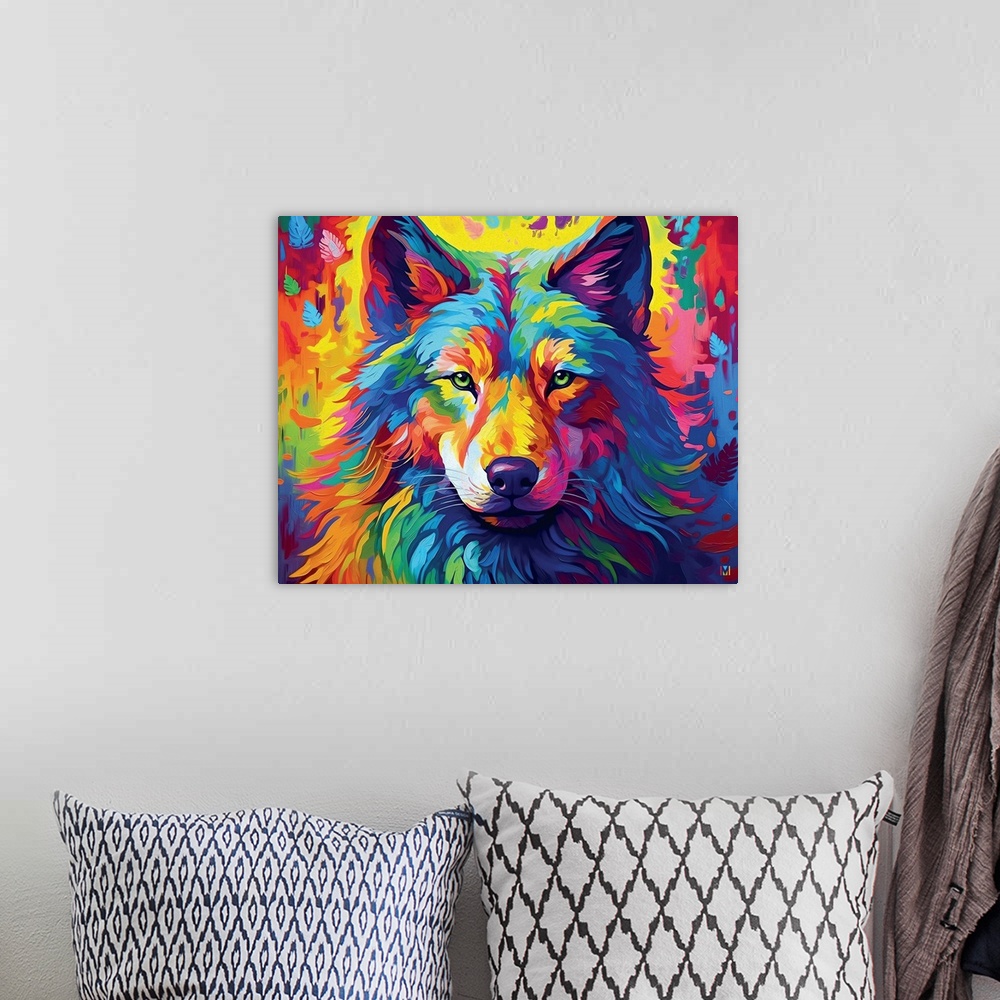 A bohemian room featuring Living Color Wolf