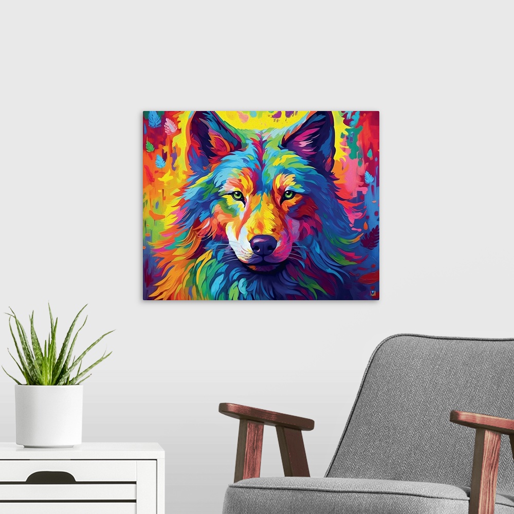 A modern room featuring Living Color Wolf