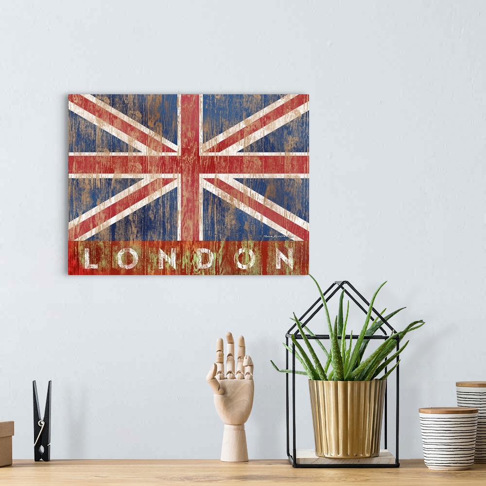 A bohemian room featuring London Flag
