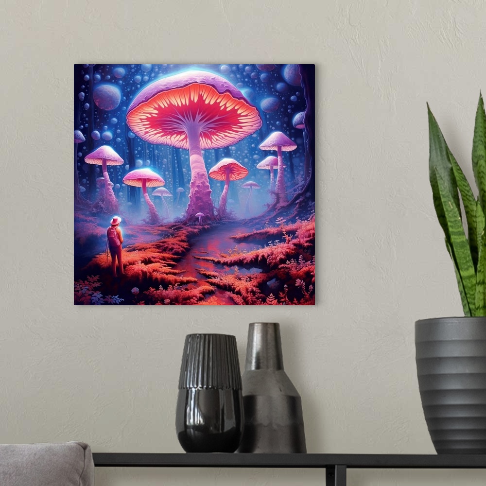 A modern room featuring Mushroom Madness