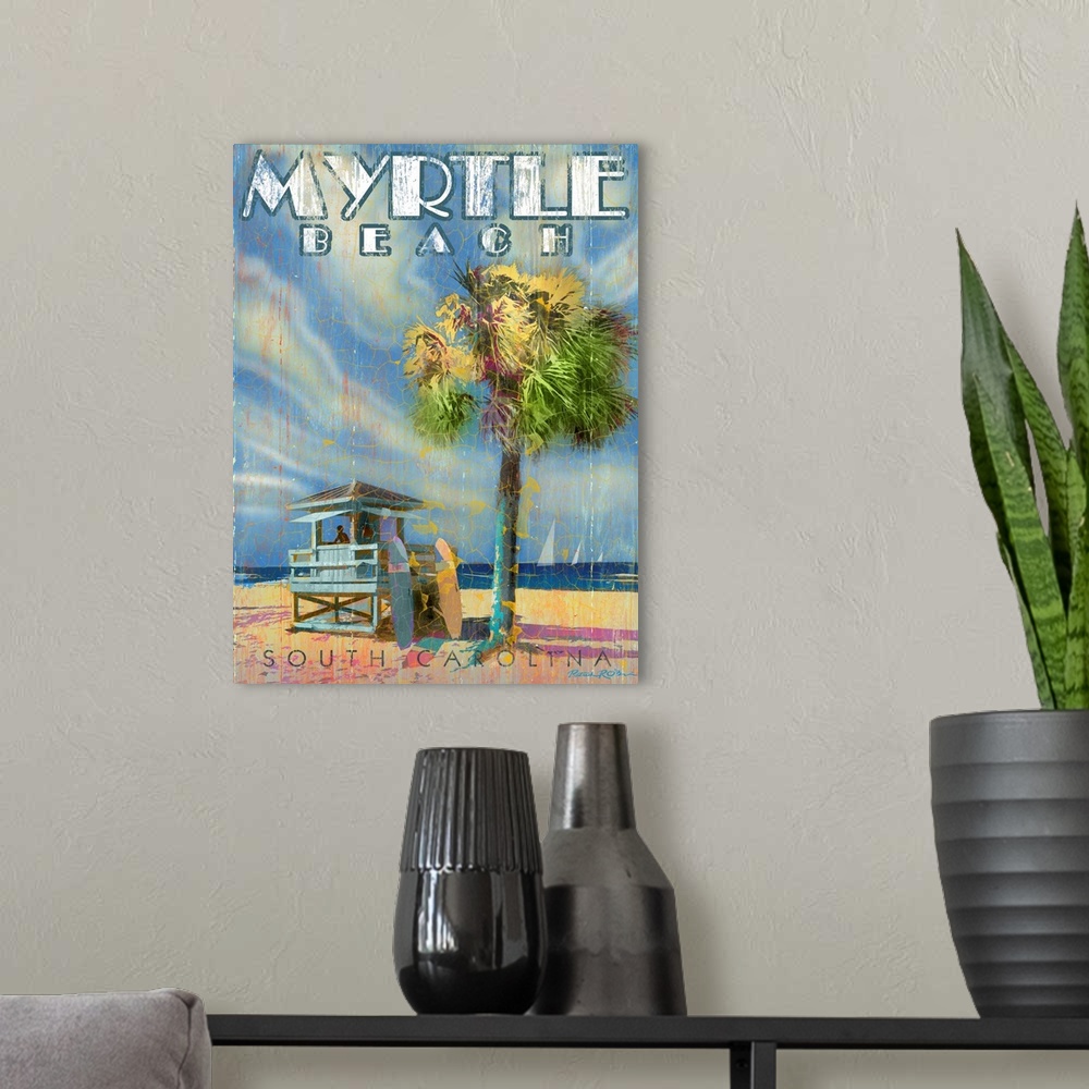 A modern room featuring Myrtle Beach