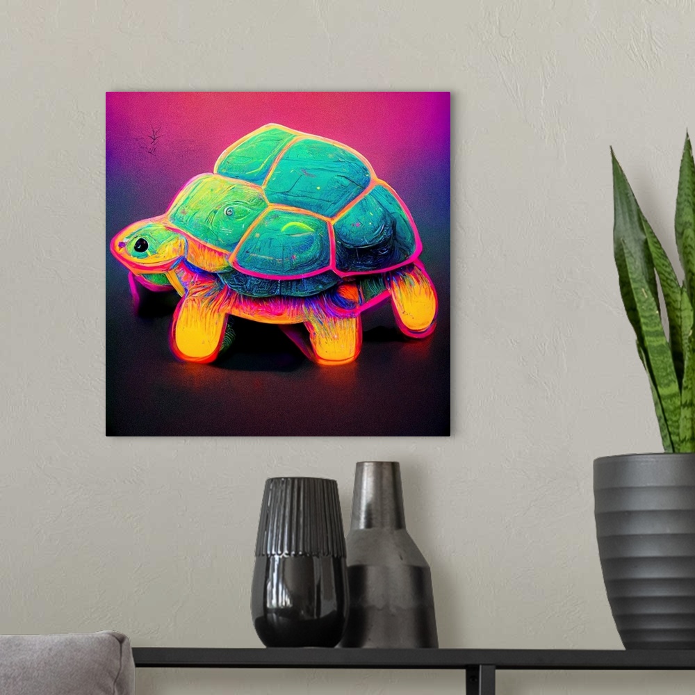 A modern room featuring Neon Turtle
