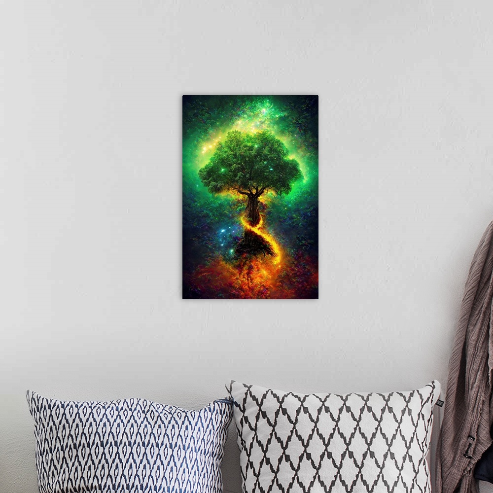 A bohemian room featuring Norse Tree Of Life