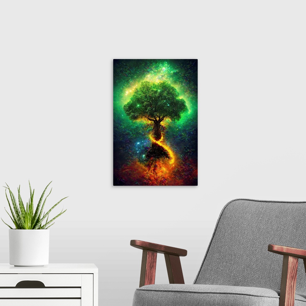 A modern room featuring Norse Tree Of Life