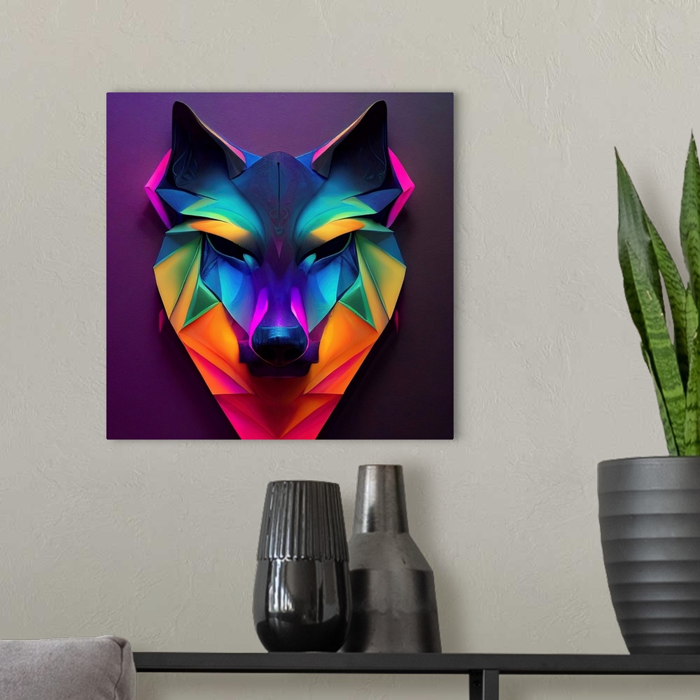 A modern room featuring Origami Wolf