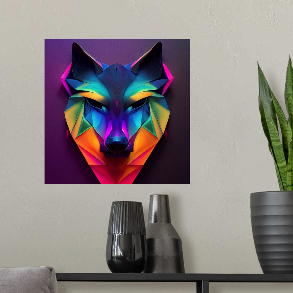 A modern room featuring Origami Wolf