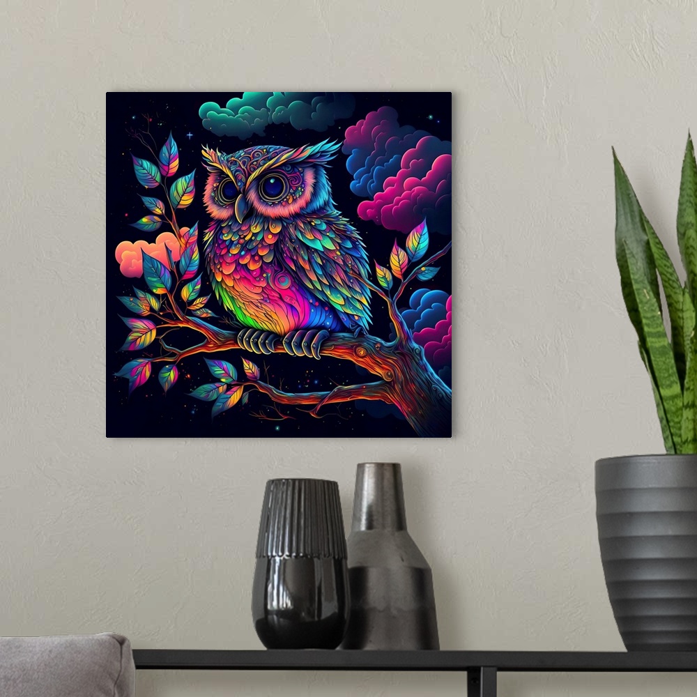 A modern room featuring Owl