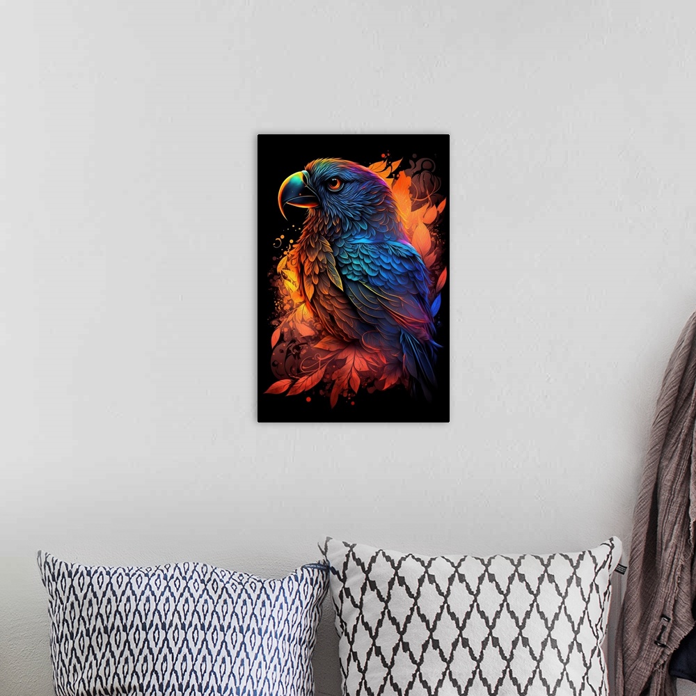 A bohemian room featuring Parrot II