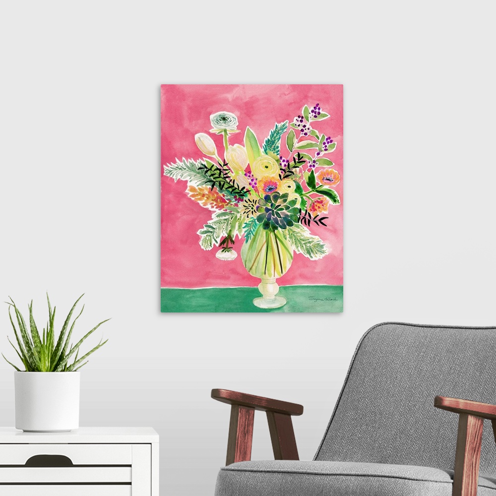 A modern room featuring Pink Bouquet