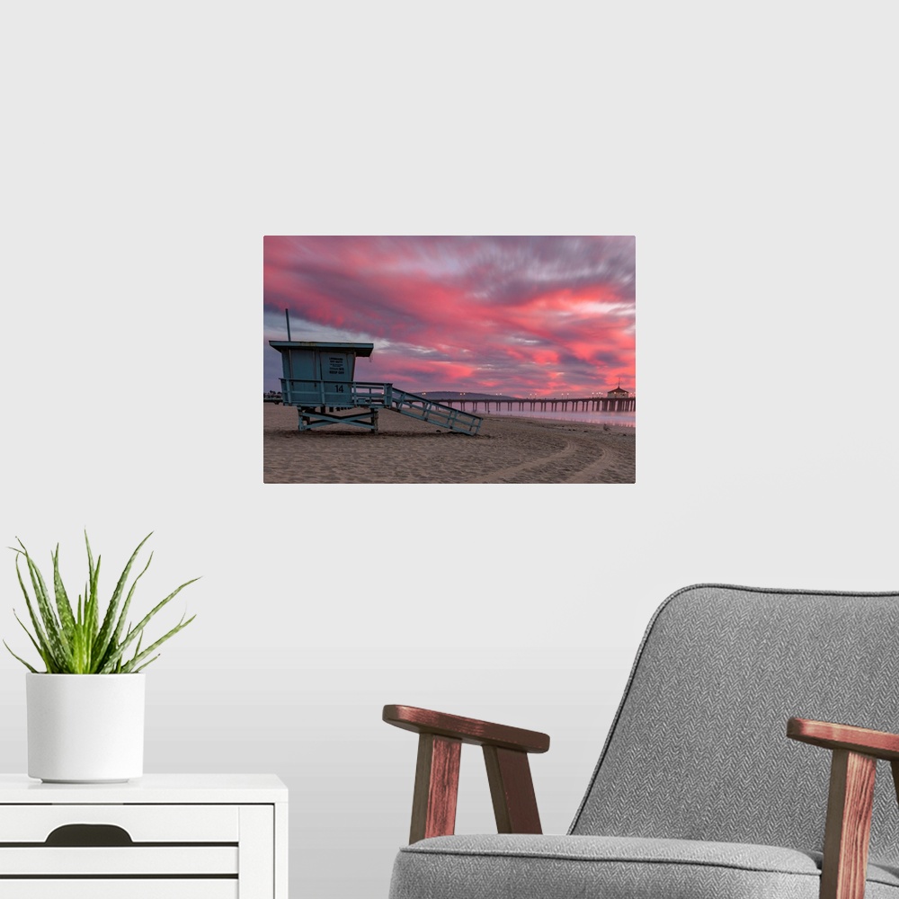 A modern room featuring Pink Sunset