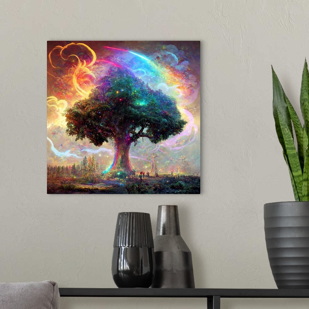 A modern room featuring Rainbowtree Poster