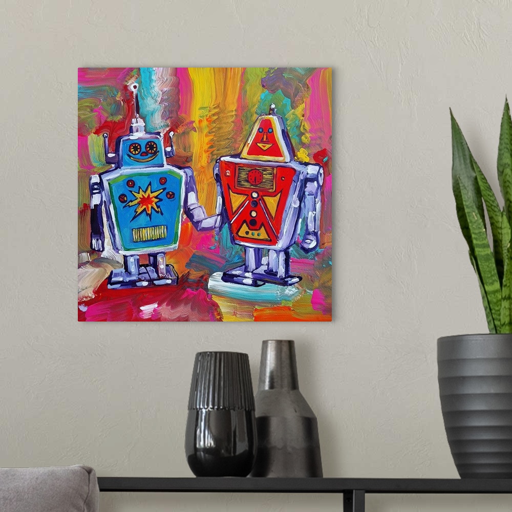 A modern room featuring Robots Duo