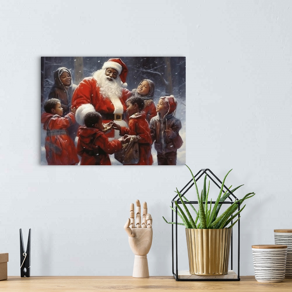 A bohemian room featuring Santa With Children
