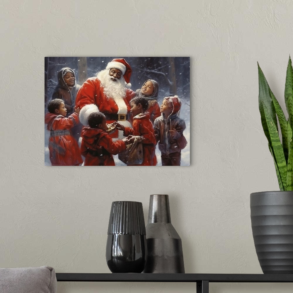 A modern room featuring Santa With Children