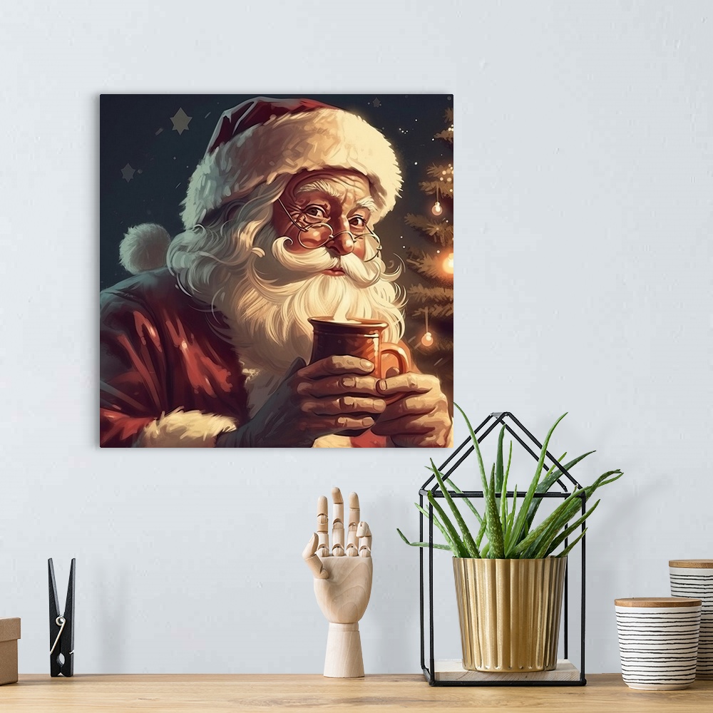 A bohemian room featuring Santa With Cocoa