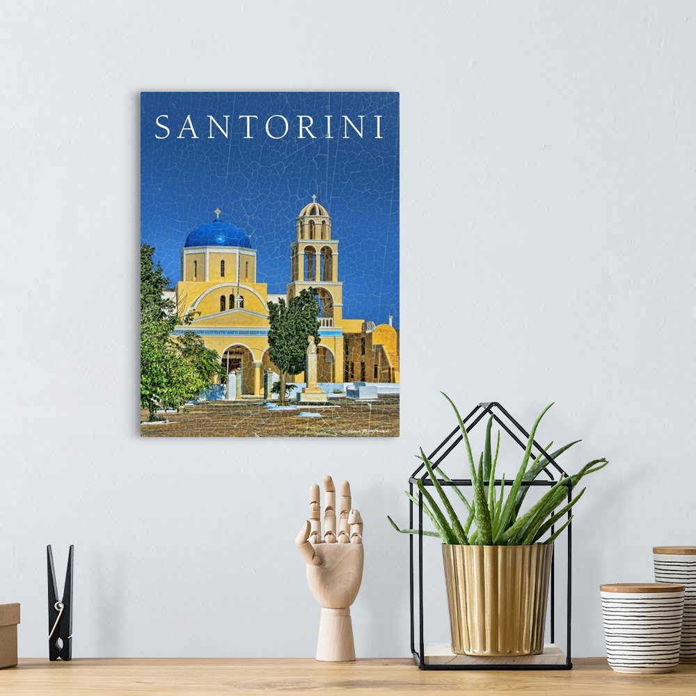 A bohemian room featuring Santorini Church