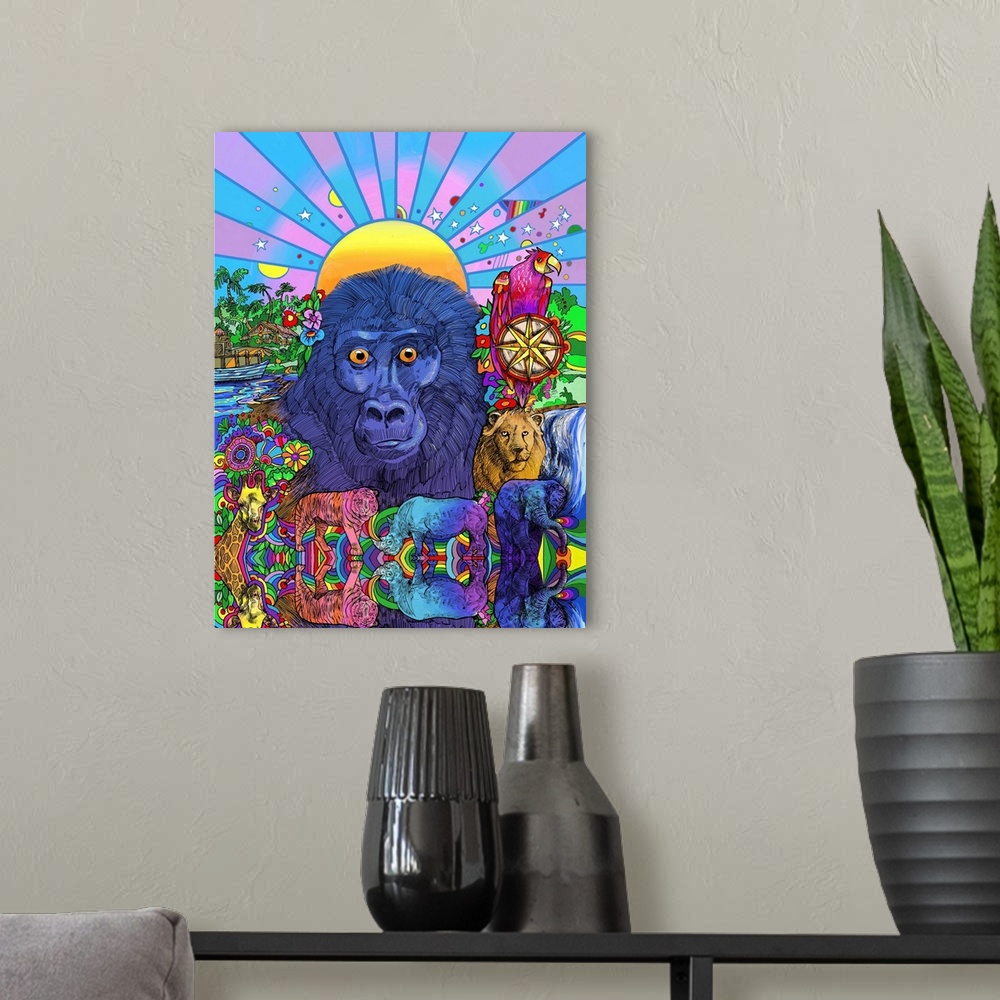 A modern room featuring Sun Gorilla