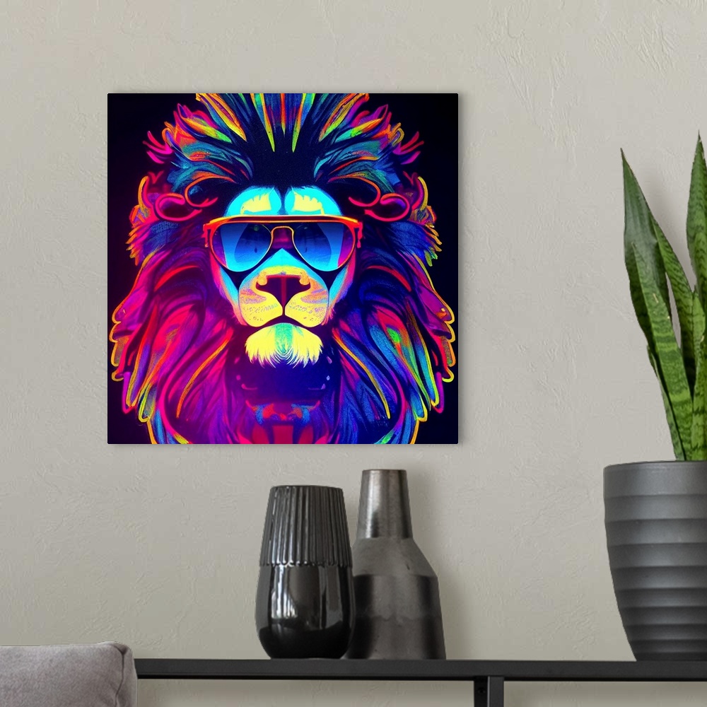 A modern room featuring Sunglasses Lion Cool