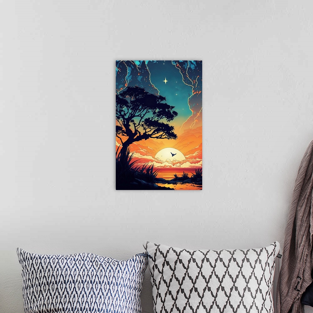 A bohemian room featuring Sunset BV