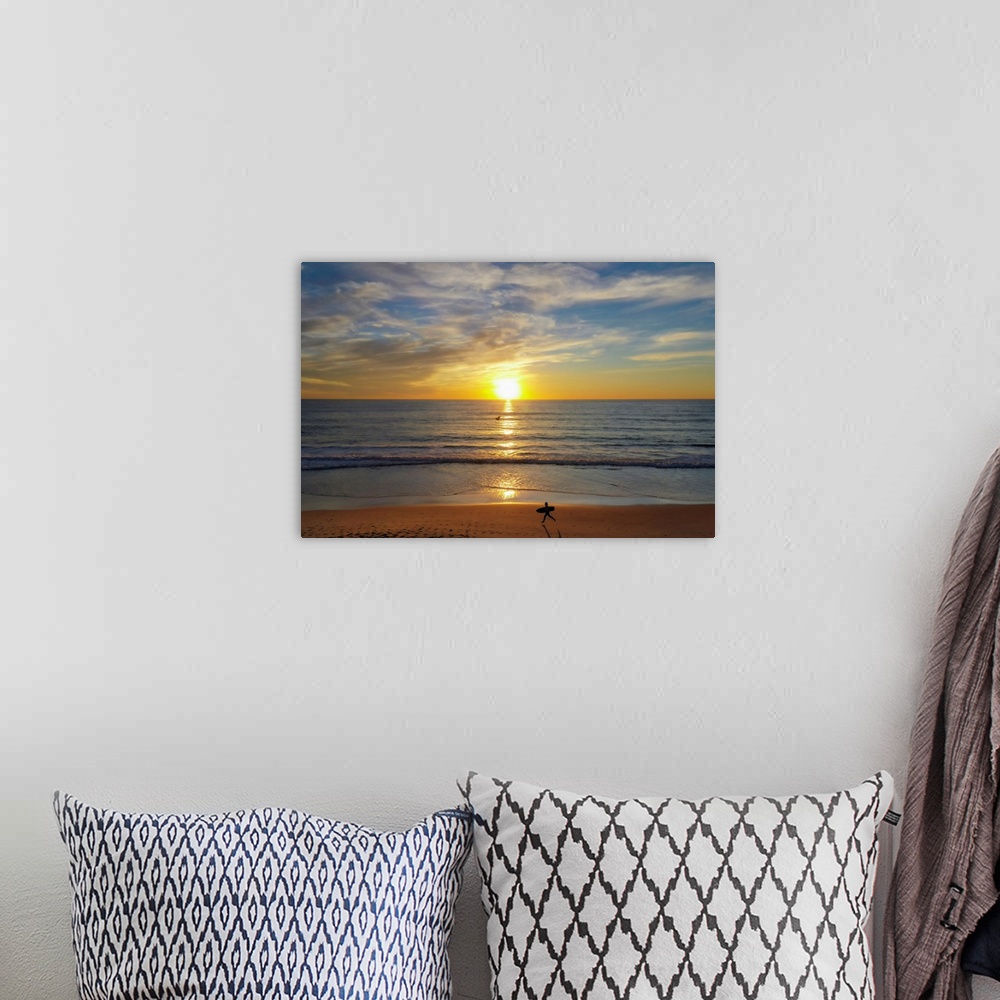 A bohemian room featuring Surfer At Sunset