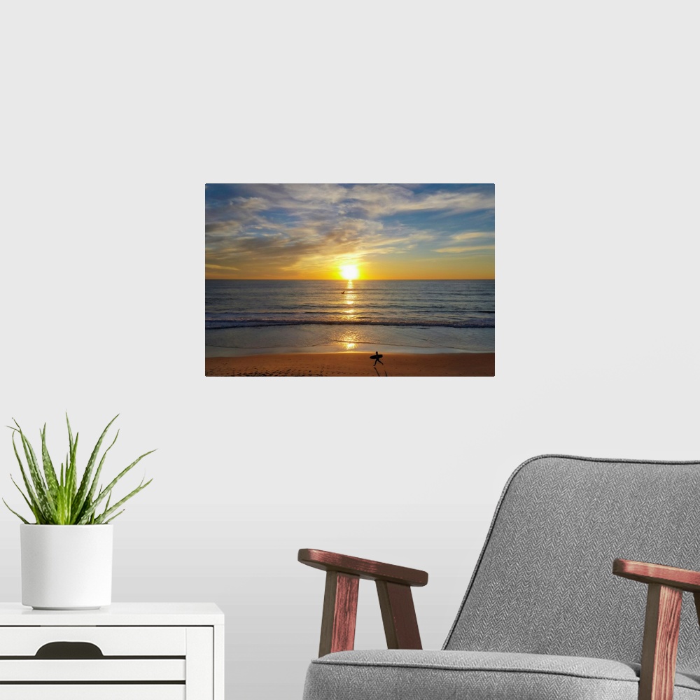 A modern room featuring Surfer At Sunset