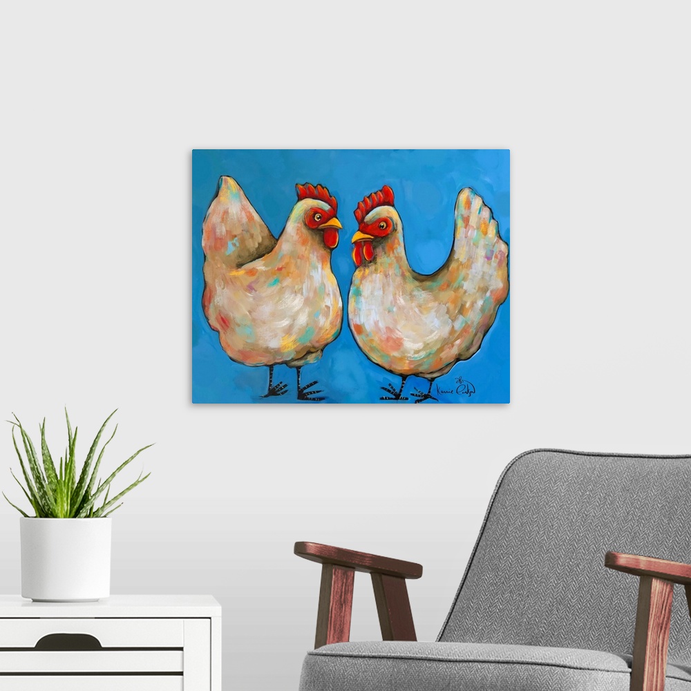 A modern room featuring The Hens