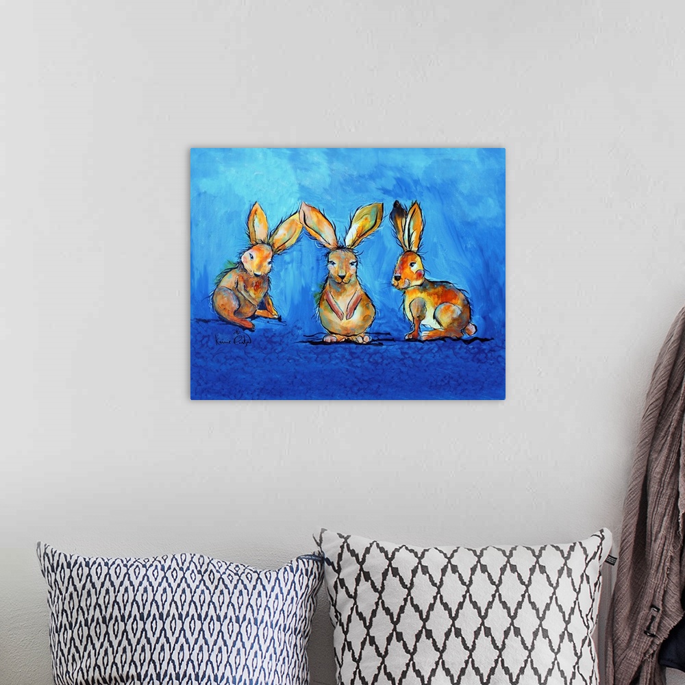 A bohemian room featuring Three Bunnies
