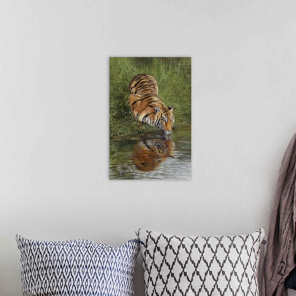 A bohemian room featuring Tiger At Waters Edge