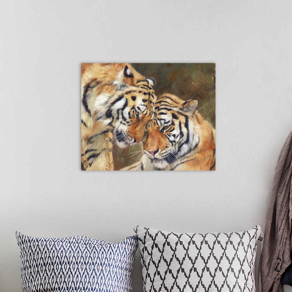 A bohemian room featuring Tigers, originally oil on canvas.
