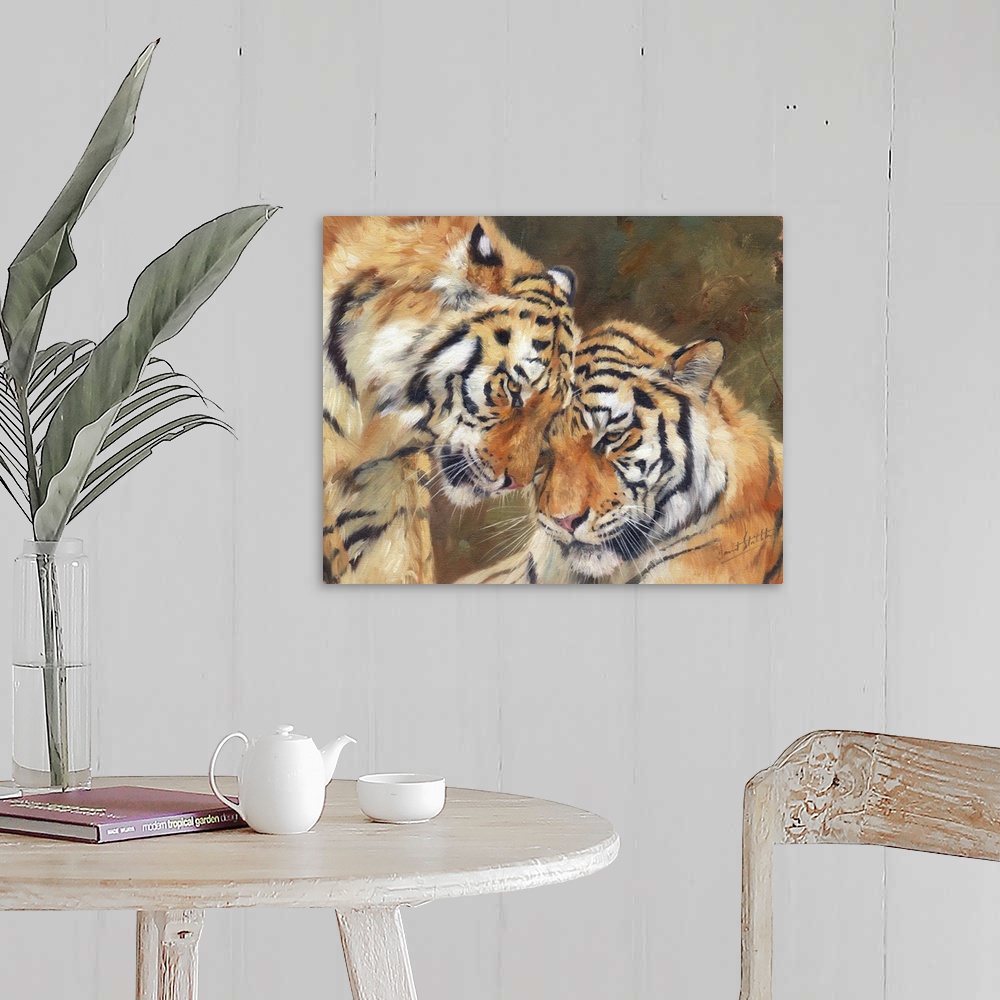 A farmhouse room featuring Tigers, originally oil on canvas.