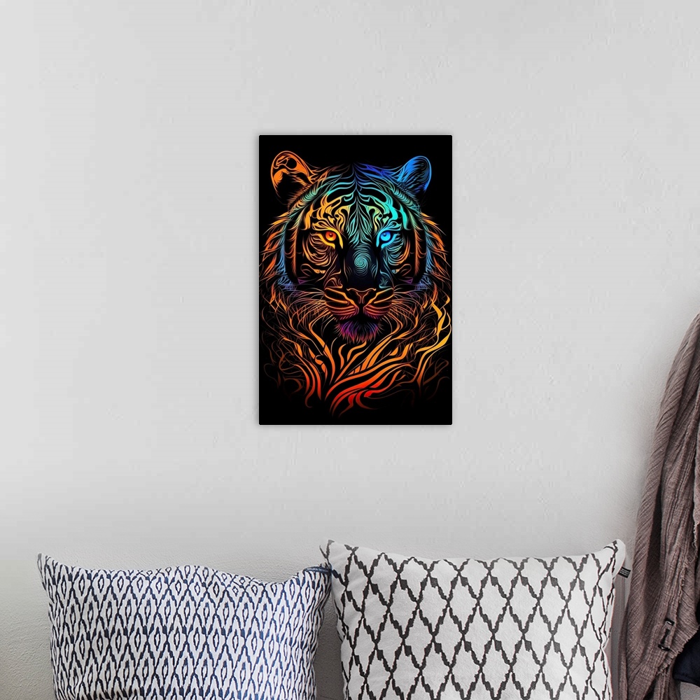A bohemian room featuring Tiger Neon