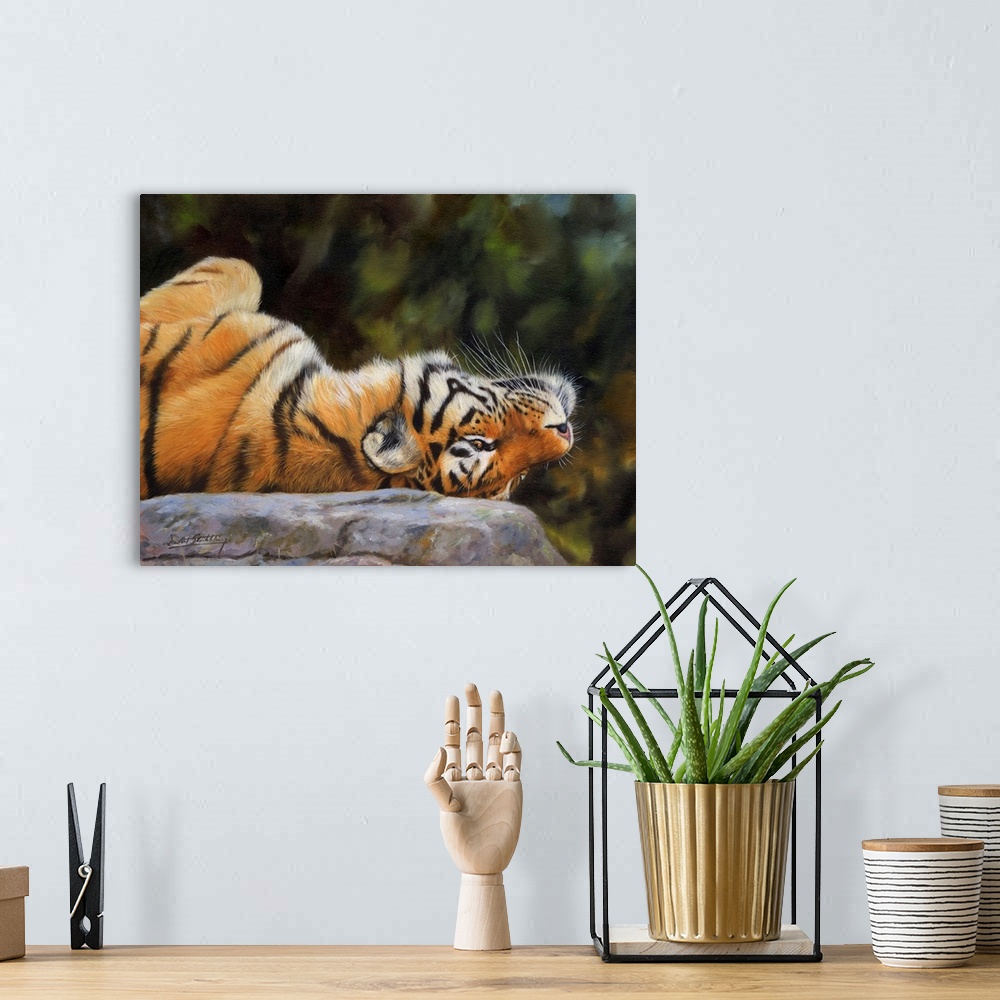A bohemian room featuring Amur Tiger, originally oil on canvas.