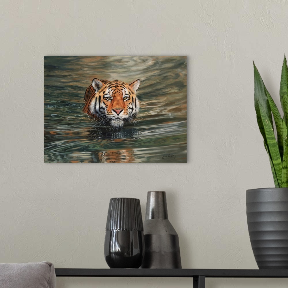 A modern room featuring Tiger Water Swimming