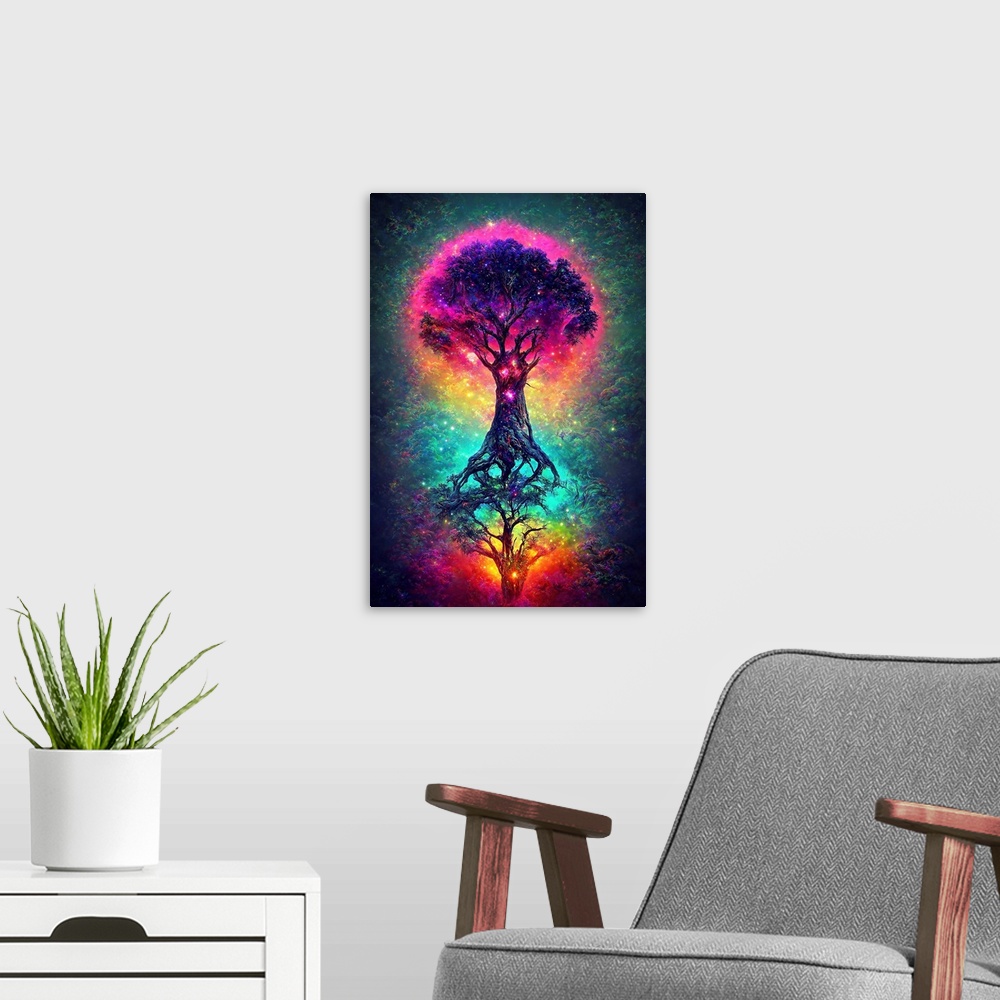 A modern room featuring Tree Of The Universe
